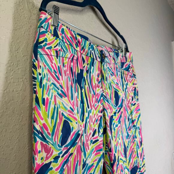 LILLY PULITZER Pants 8 Kelly Textured Ankle Length Skinny Indigo Palm Reader - Picture 7 of 13